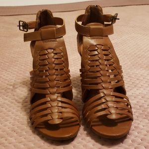 Gladiator style sandal with square 3.75in heel